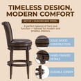 thumbnail image 3 of ROME + OAK Runyan 31" Swivel Bar Stool, Dark Walnut Wood, Vintage Brown Faux Leather, Set of 2, 3 of 11