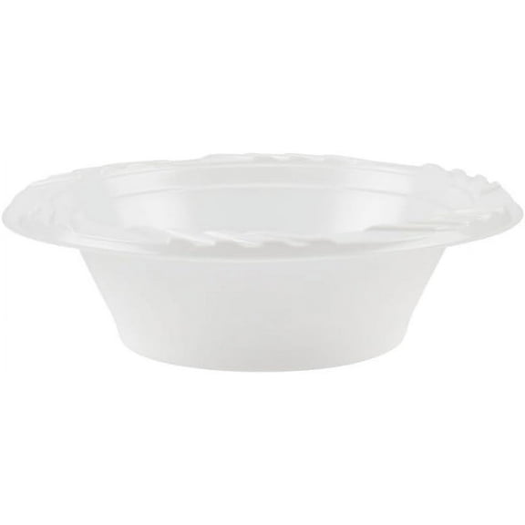 12oz Disposable White Plastic Bowls - Plastic Soup Bowls, Dip Bowls, Ice Cream, Sundae, Light Duty Plastic Dessert Bowls for Baby Showers, Weddings, Birthday Party, Receptions (100)