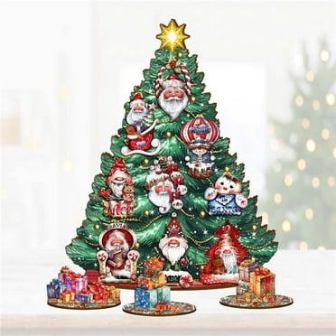 Designocracy 8091509 12.5 in. Christmas Thematic Christmas Tree Tabletop Decor Set