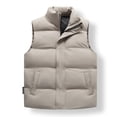 thumbnail image 4 of Chaleco de hombre, abrigo de otoño e invierno, chaleco de algodón con plumón, chaleco informal de cuello alto sin mangas de color sólido, chaleco de moda, abrigo superior, 4 of 6