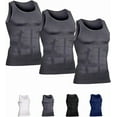 thumbnail image 1 of Mens Slimming Body Shaper Vest Compression Tank Tops Shirts Workout Abs Abdomen Undershirts 3pcs, 1 of 19