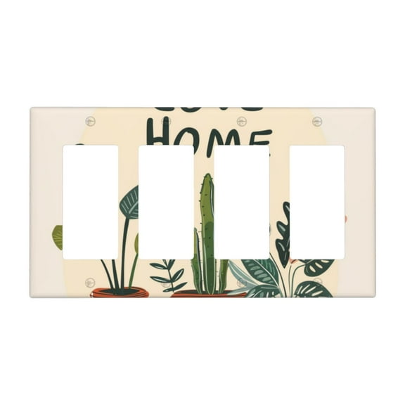 Love Home Switch Cover Decorative Wall Plate / 4-Gang 4-Decor / Standard Size 4.5x8 in