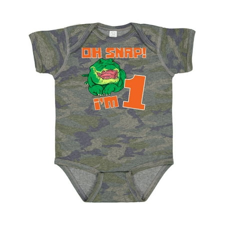 

Inktastic Oh Snap! I m 1 Cute Green Alligator Gift Baby Boy or Baby Girl Bodysuit