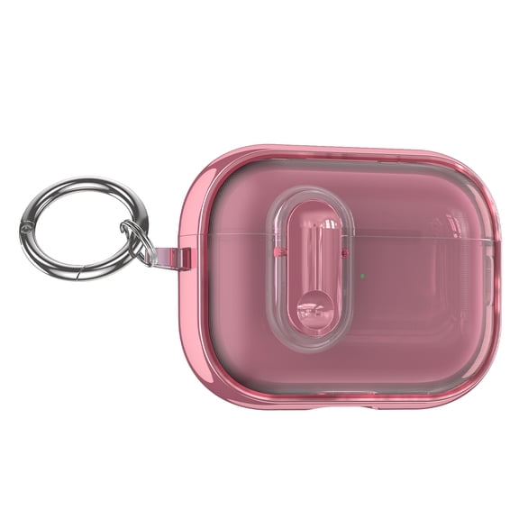 Allytechgroup for AirPods Pro 2nd Gen Case with Keychain, Transparent Electroplated PC Cover Dustproof Lock Design for Apple Airpods Pro 2, Pink