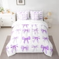 thumbnail image 2 of Feelyou Dreamy Purple Bow-tie Bedding Comforter Set 7pcs, Teen Kid Girl Queen Bedding Sets, 2 of 8