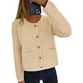 thumbnail image 2 of Women Knit Cardigan Sweaters Fall Fashion Long Sleeve Button Down Trendy Casual Jacket Winter Clothes Cream White XL, 2 of 7