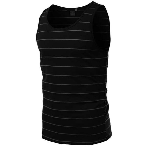 FashionOutfit Men's Basic Round Neck Stripe Tank Tops