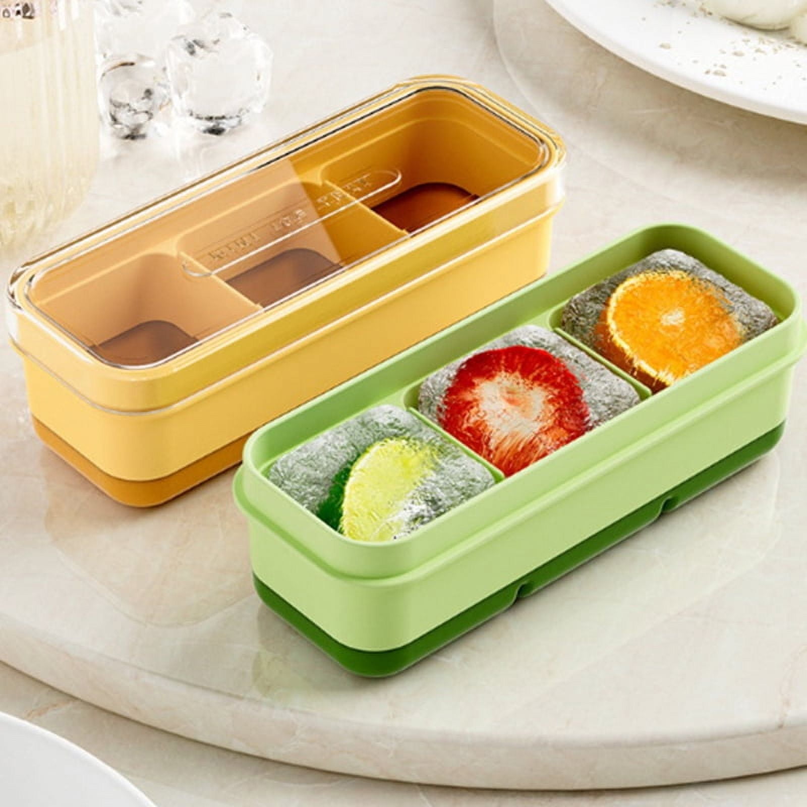 3 Cell Large Ice Cube Mold Square Ice Tray Mold Big Cubitera Food Grade Silicone Tray Mold Ice Maker Ice Cube Tray With Cover