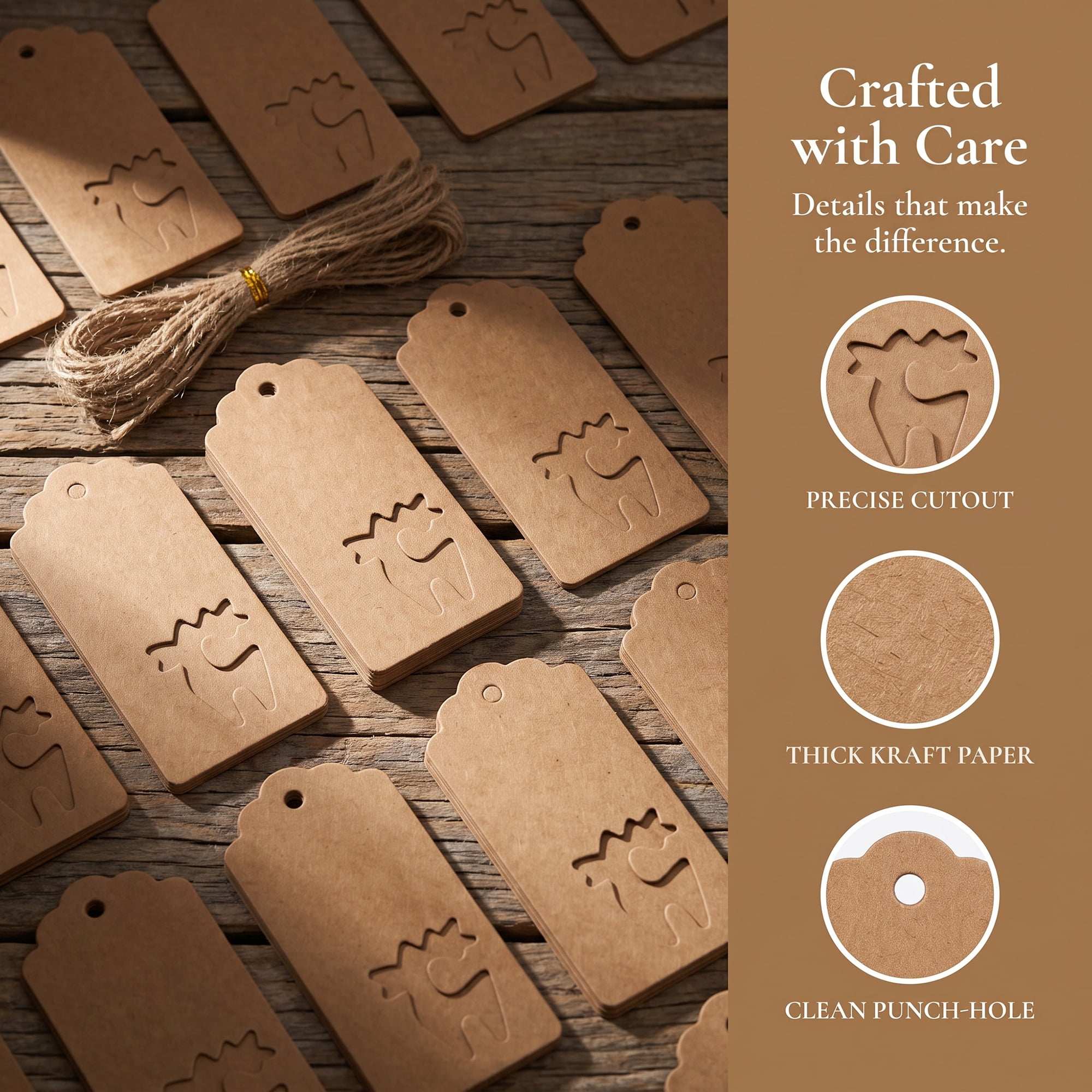 Unique Bargains Thick Presentation Gift Wrapping Tags for Events 1.8" x 3.7" Brown Sheep