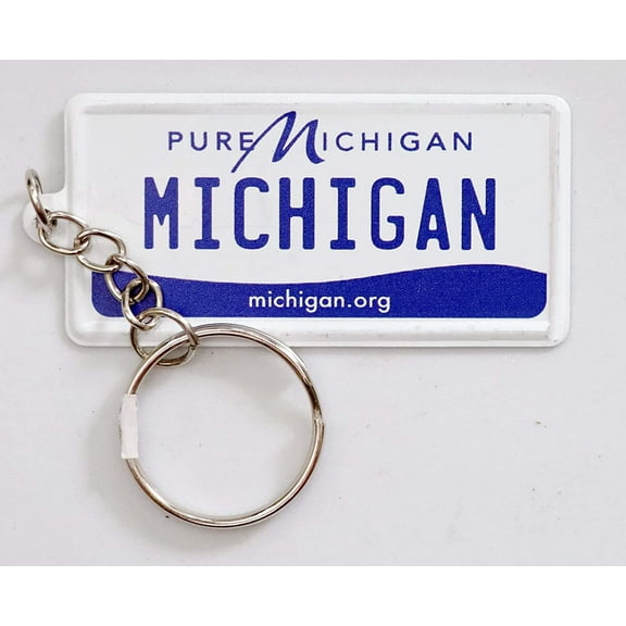 Michigan License Plate Aluminum Ultra-Slim Rectangular Souvenir Keychain