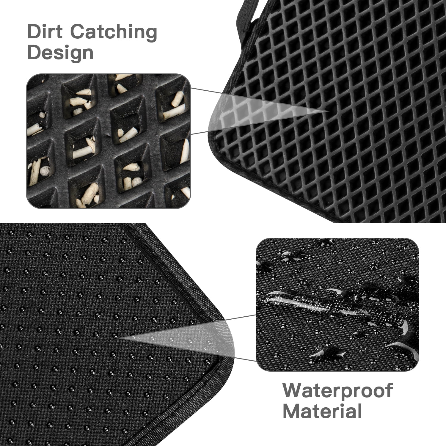 Pefilos Foldable Large Double Layer Cat Litter Trapping Mat with Handles,30" X 23.6", Grey Pefilos Foldable Large Double Layer Cat Litter Trapping Mat with Handles,30" X 23.6", Grey
