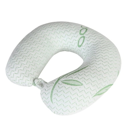 Grand Innovations -Bamboo Memory Foam Travel Neck Pillow Washable Adult 5"Hx11"Lx6"W - 1.2lb - White