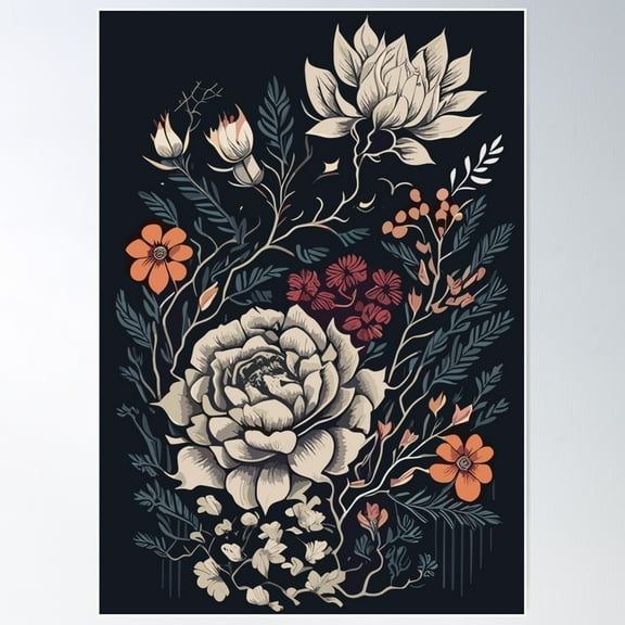 Vintage Floral Prints For Lovers Of Japanese Art And Design Poster Wall Art, Modern Wall Decor For Living Room Bedroom, 8x12 UNFRAMED