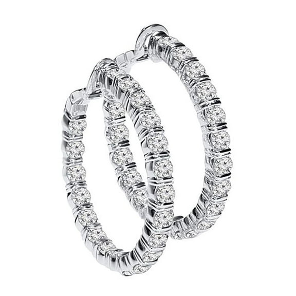 1.50 Carat Diamond Hoop Earrings White Gold