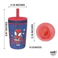 thumbnail image 4 of Zak Designs 15oz Marvel Spider-Man Kelso Travel Straw Tumbler Plastic and Silicone with Leak-Proof Straw Valve for Kids, 2pcs Set, Spidey and His Amazing Friends, 4 of 9