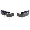 thumbnail image 4 of Modway Stance 3 Piece Outdoor Patio Aluminum Sectional Sofa Set in White Navy, 4 of 5