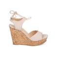 thumbnail image 2 of New Women HOTSOLES Pony Suede Peep Toe Slingback Cork Wedge Sandal Size, 2 of 5