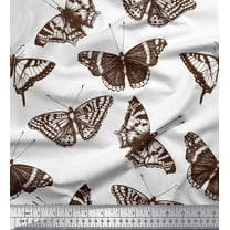 Soimoi White Heavy Canvas Fabric Butterflies Butterfly Printed Fabric 1 Yard 58 Inch Wide