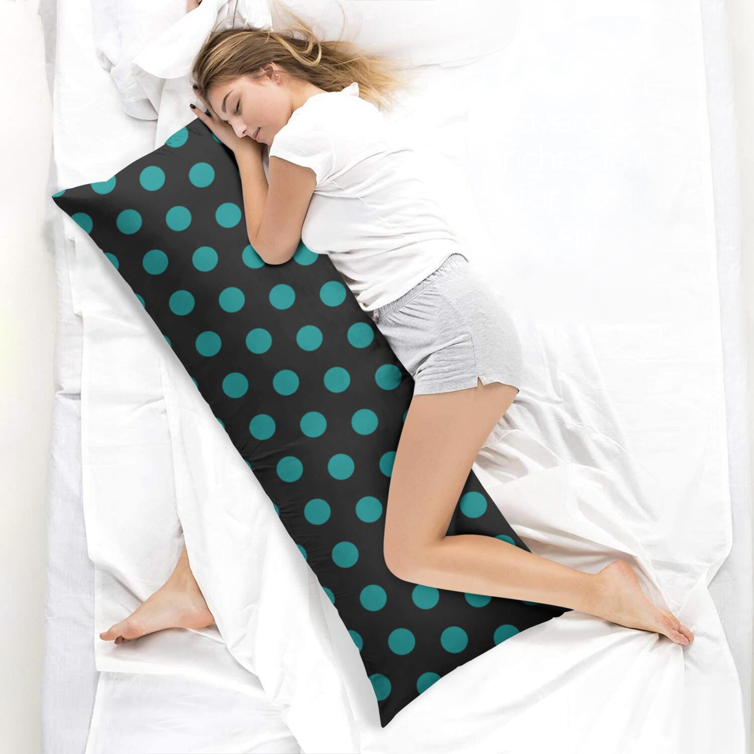 Colorful Dots 20x54 Body Pillow Cover - Breathable & Stretchy Long Pillow Protector - Classic Polka Design for Maternity, Back, and Knee Support