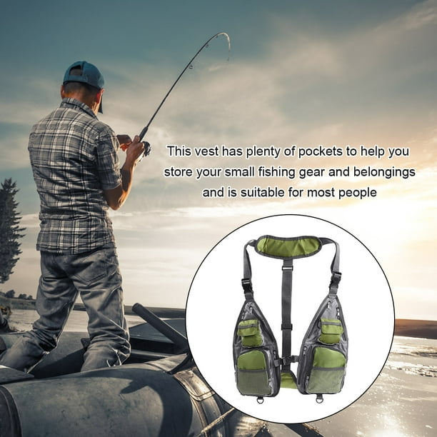 Pitrice Polyester Fishing Vest Professional Free Size Stylish Breathable Strap Fine Material; The Adjustable Multi-Pockets Fish Vests Accessories Gree