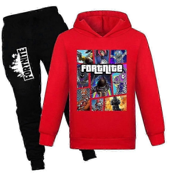 Fortnite Tracksuit Set teenager Boys Girls Long Sleeve Hoodies Hooded Sweatshirt Tops Jogger Sweat Pants Suit Outfits Game Fans Gift