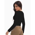 thumbnail image 2 of Womens Long Sleeve Shirts Basic Crop Tops Going Out Fall Fashion Underscrubs Layer Slim Fit Tops, 2 of 6
