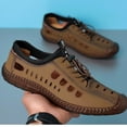 thumbnail image 4 of Spring Summer New Men's Casual Hollow Loafers Slip On Breathable Leather Flats Driving Shoes Male Outdoor Sneakers Walking Shoes, 4 of 4
