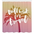 thumbnail image 3 of Funny Words Shower Curtain, Dreamy Background with Tropical Palm Tree and Lettering Summer Travel Adventure, Fabric Bathroom Set with Hooks, 69W X 70L Inches, Multicolor, by Ambesonne, 3 of 3