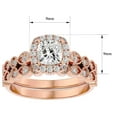 thumbnail image 5 of SuperJeweler 1 1/2 Carat Cushion Shape Moissanite Bridal Set In 14 Karat Rose Gold For Women, 5 of 6