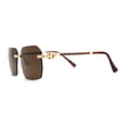 thumbnail image 3 of Mens Luxury Rimless Pimp Baller Rectangle Sunglasses Gold Brown, 3 of 4