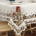 thumbnail image 2 of Mantel de encaje bordado con flores, color crema, corte de lujo, mesa Clo, 2 of 5