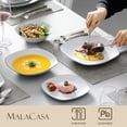 thumbnail image 3 of MALACASA, Series ELISA, 48-Piece Porcelain Dinnerware Set, White Dishes With Black Line, Service for 12, 3 of 7