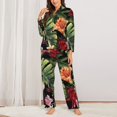 thumbnail image 2 of Balery Watercolor Tropical Flowers Conjunto de Pijama con Estampado para Mujer, Conjunto de Dos Piezas con Manga Larga, Ropa de Dormir Suave con Bolsillos, Pijamas Cómodos-Large, 2 of 7