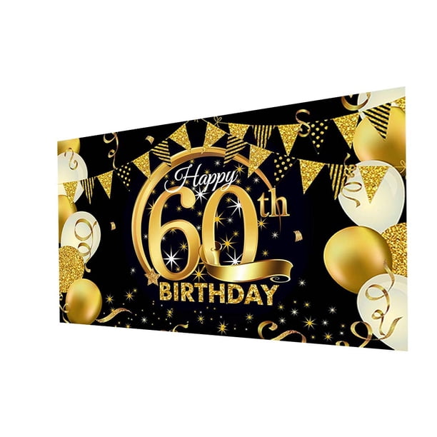Wosthever Banner de fondo de feliz cumpleaños Fondo de fotografía Banner de feliz cumpleaños Kits de decoración para fiestas 60 años de edad Wosthever HA002690-07