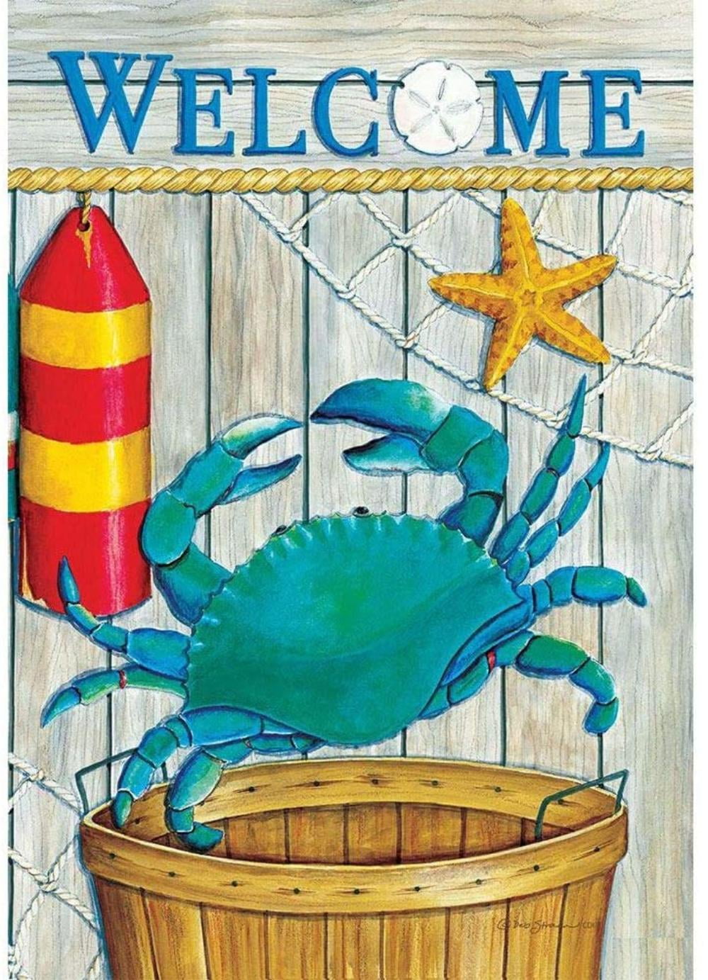 Welcome Front Door Crab Basket Wreath