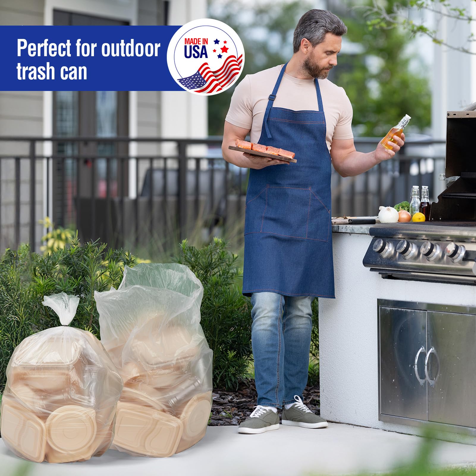 Cozymood 33 Gallon Trash Bags, 100 Count Heavy Duty Garbage Bags, Garbage Can Liners Outdoor Indoor, 0.9 Mil, Clear