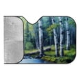 thumbnail image 4 of Awypu Funny Windshield Sun Shade Modern Birch Trees Nature Teal Mountain River Picture Abstract 51.18*27.59 in, 4 of 7