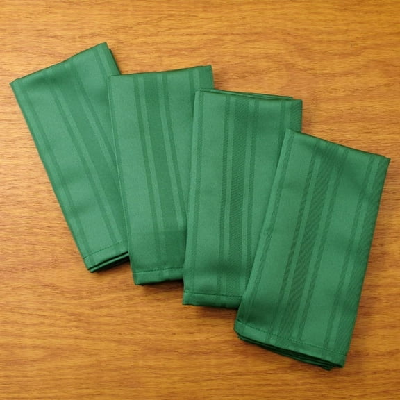 Stripes Woven Easy Care Microfiber Fabric Dinner Napkin, Set of 4 (Green)
