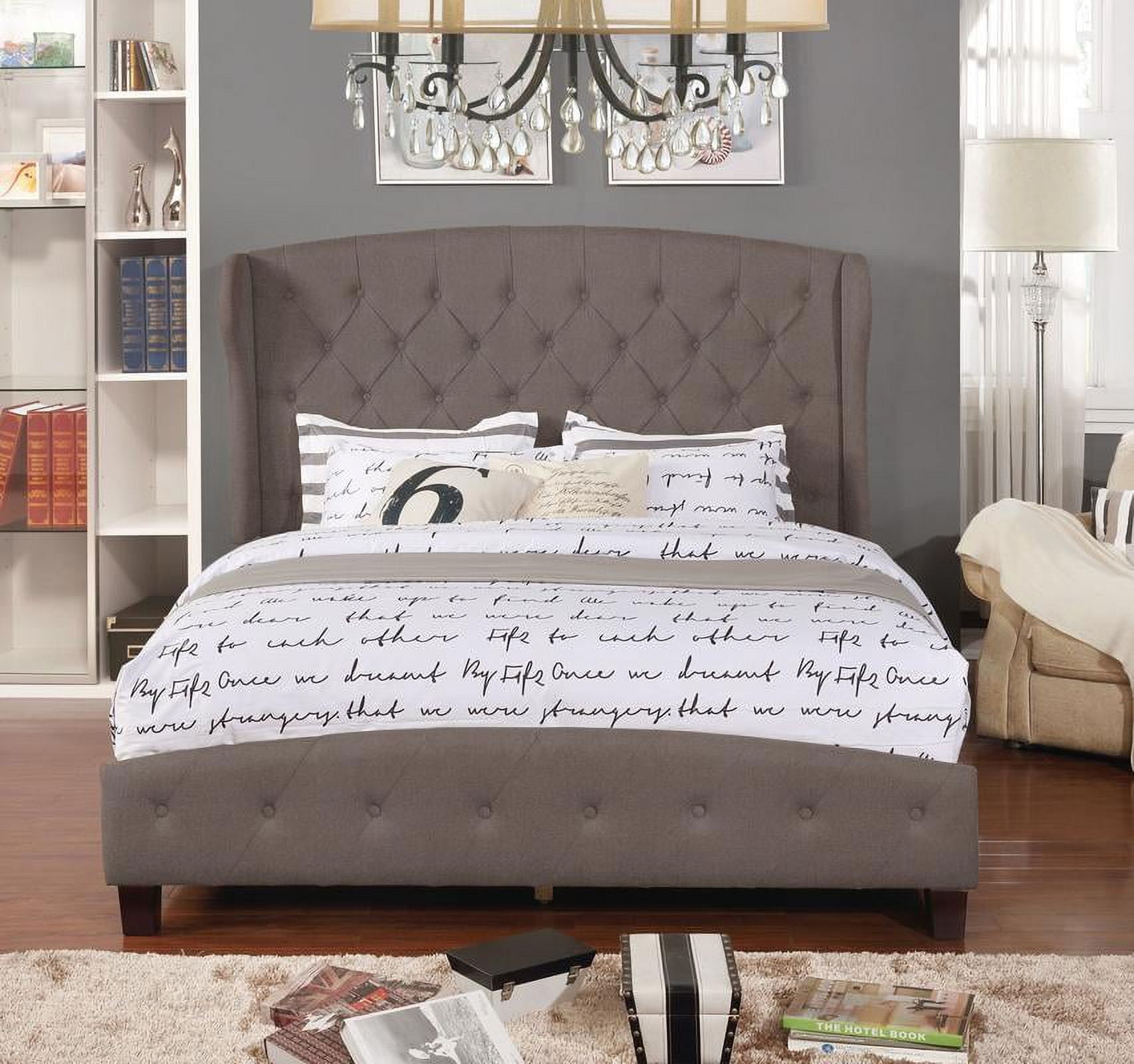 Nathaniel Home Queen Size Upholstered Shelter Bed, Brown