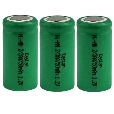 

Kastar 3-Pack 2/3AA 1.2V 750mAh Ni-MH Battery Flat Top Replacement for Solar Light DIY Power Packs High Power Static Applications Electric Mopeds Meters RC devices Electric Tools and More
