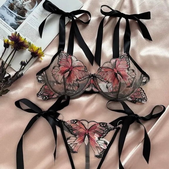 Lingerie Set Butterfly Embroidery