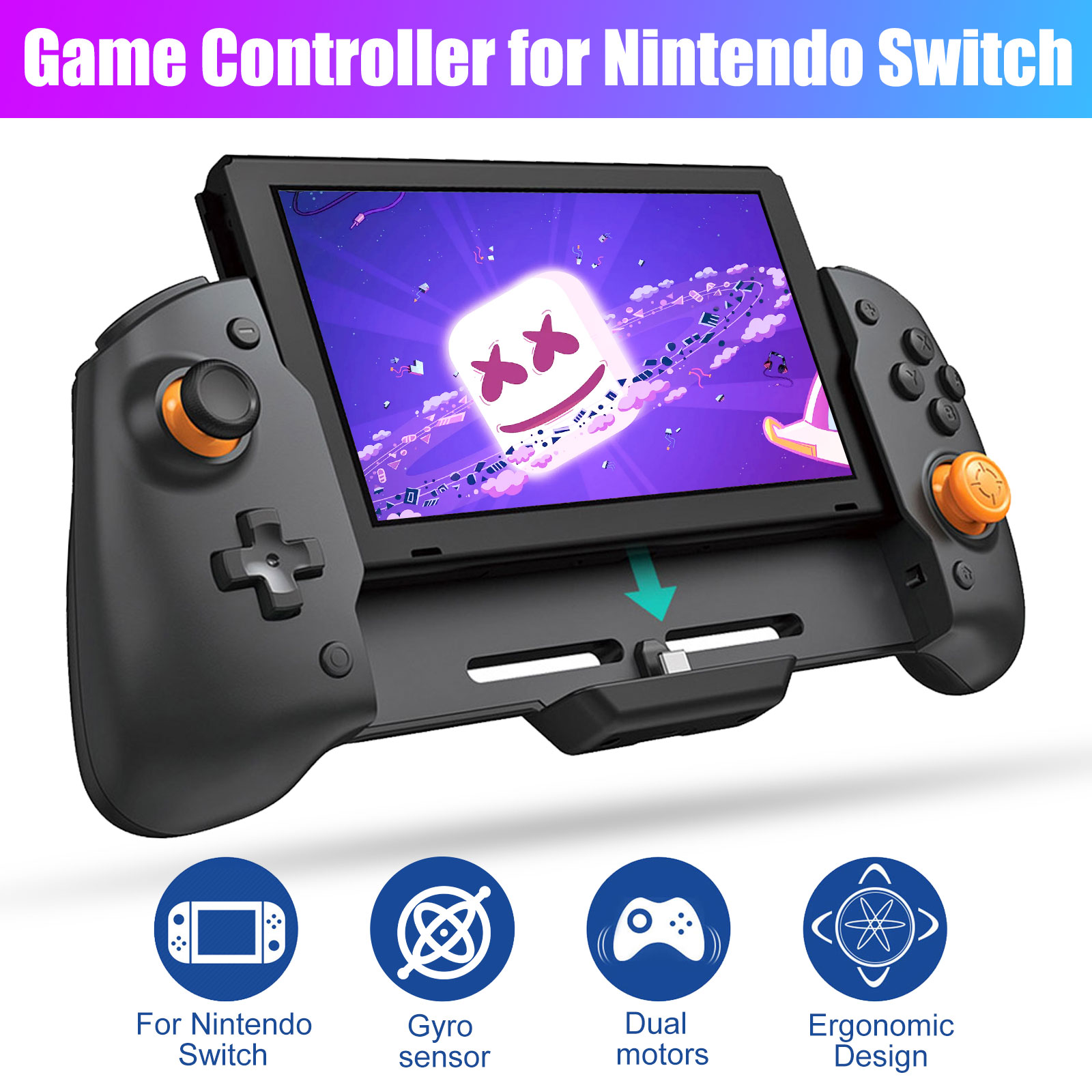 TSV Wireless Controller Fit for Nintendo Switch Joy-Con for Handheld Mode,  Ergonomic Joypad Controller Replacement for Switch Pro Controller w/ 6-Axis  Gyro, Dual Vibration for Switch All Games