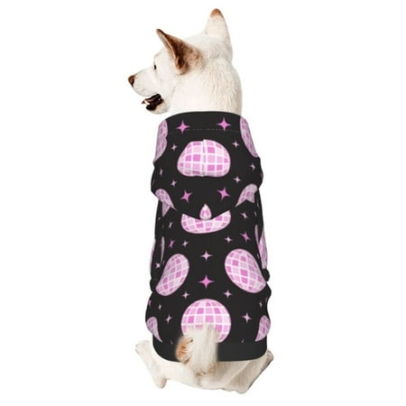 Haiem Pink Groovy Disco Ball for Winter Dog Hoodie Sweatshirts with Pockets Warm Dog Clothes for Small Dogs Chihuahua-XX-Large