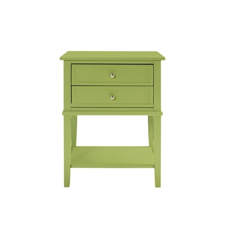 Desert Fields Eclectic Boho Accent Table with 2 Drawers, Green