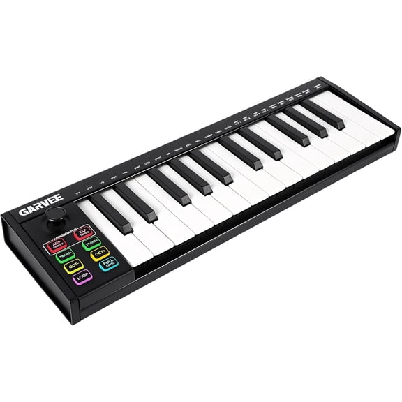 25-Key USB MIDI Keyboard Controller with 8 Drum Pads & OLED Display, DAW Integration, Beat-Making & Music Production Tool, Black