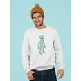 thumbnail image 2 of Cyan Alien Design Sweatshirt Men -Image by Shutterstock, Male Medium, 2 of 4