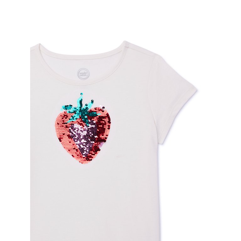 Wonder Nation Girls Short Sleeve Embellished T-Shirts