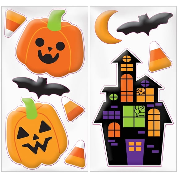 Amscan Assorted Halloween Gel Cling Decorations, 12.1 x 6.24 in