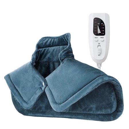 Adjustable Temperature Winter Heated Warmer Pad For Neck Shoulders Thermal Blanket Heating Pad Heated Mat Winter Warmer Electric Heating Shawl DARK GREY UK PLUG