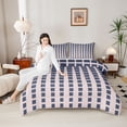thumbnail image 4 of Feelyou Rectangle Abstract Men Queen Comforter Set, Seashell Navy Checkered Bedding Sets, Simple Fashion Style Reversible Bedding Comforter Set, Luxury Bedroom Decor, 3 Pieces, 4 of 8